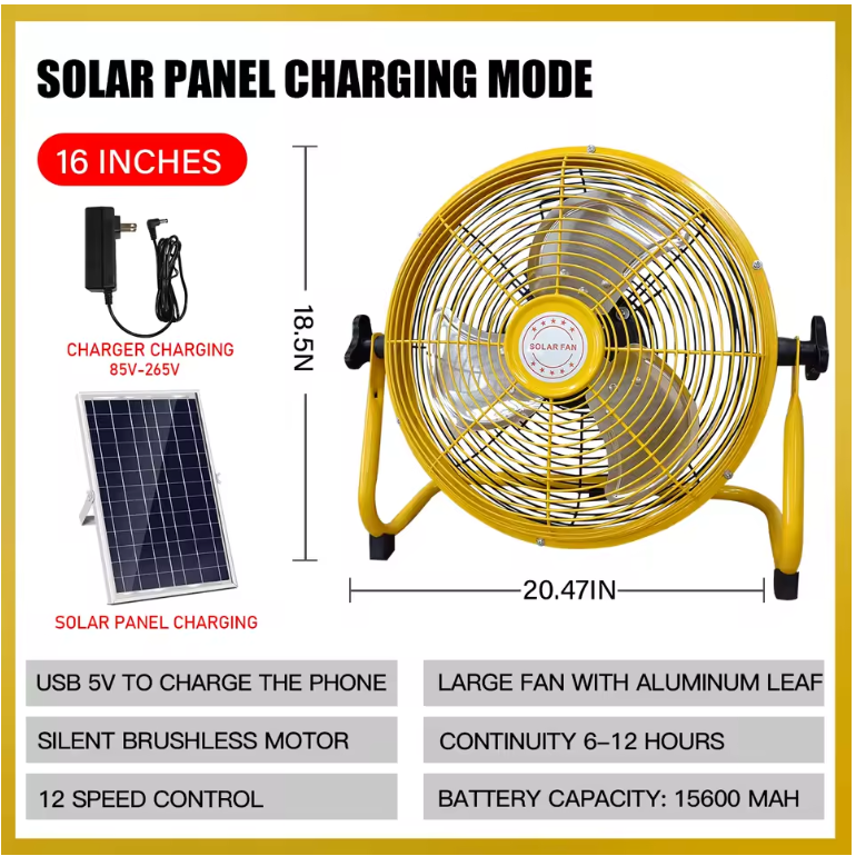 Solar Powered Rechargeable Fan