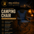 Heavy-duty foldable camping chair with padded backrest and cup holder